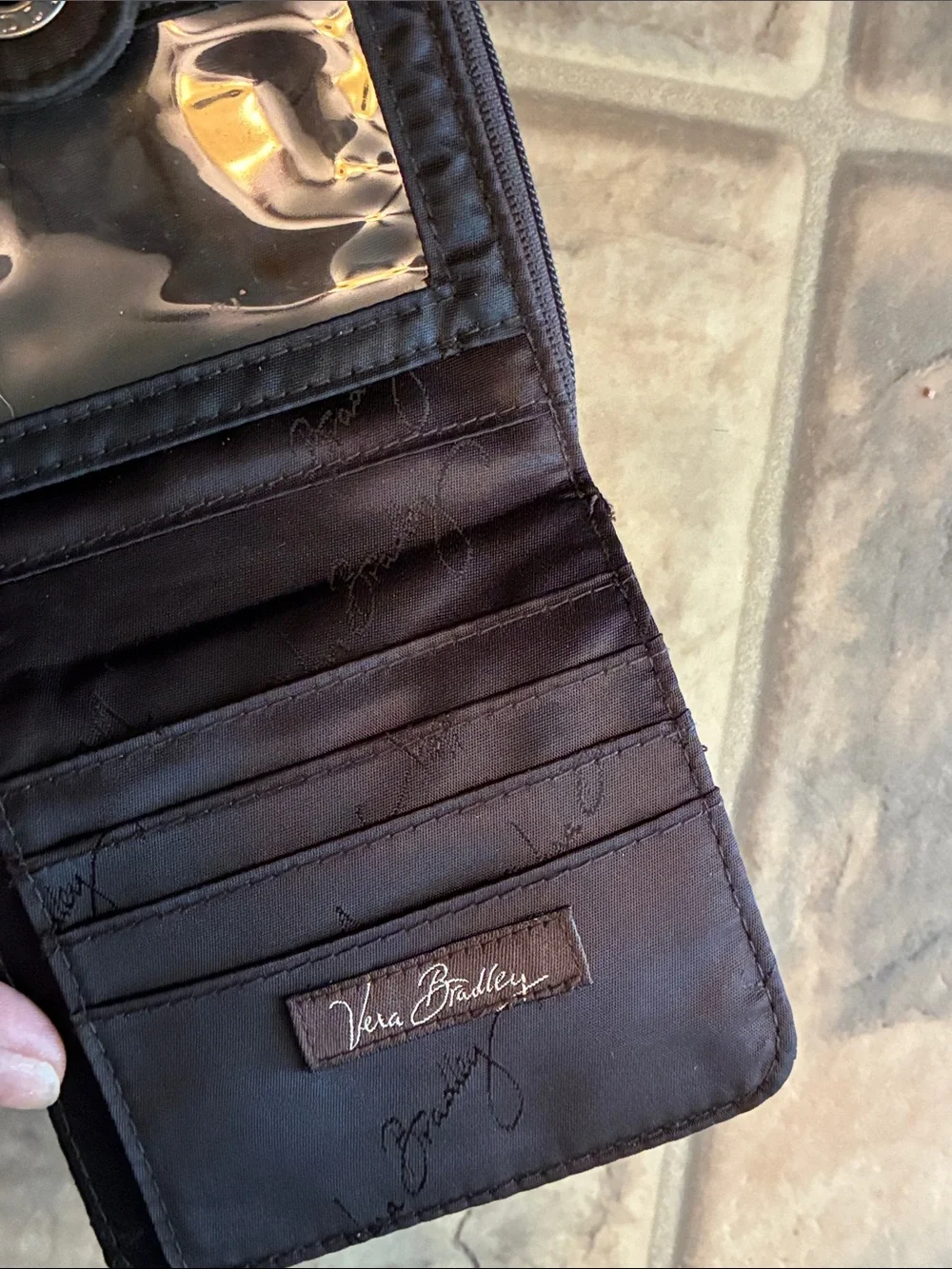 Vera Bradley Quilted Black Snap & Zip Wallet